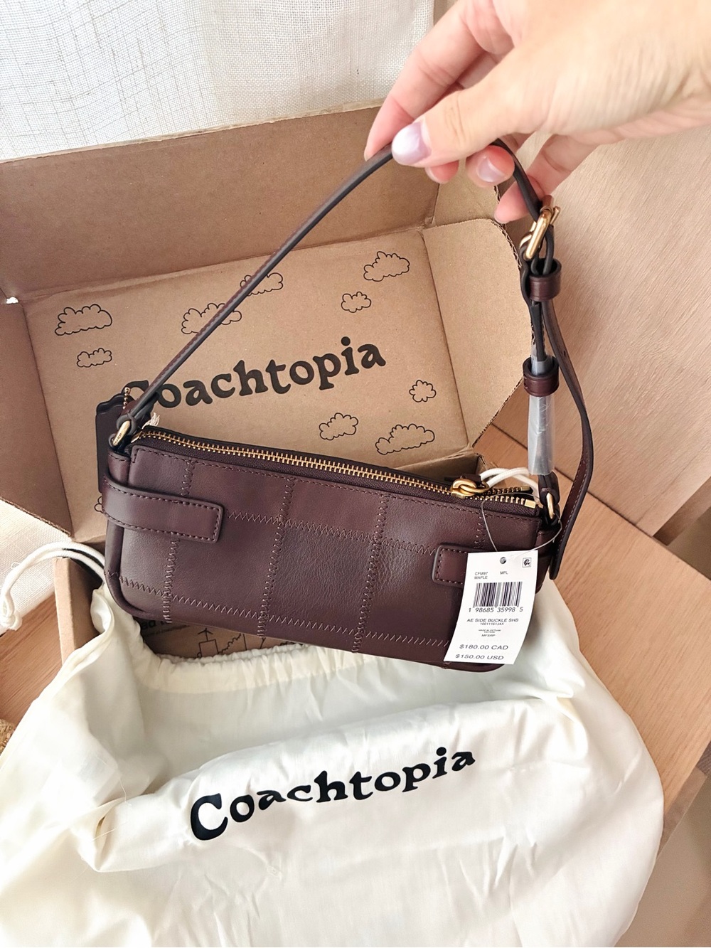 NWT🍁Coach Coachtopia Alter/Ego Side Buckle Shoulder Bag Maple CFM97 Patchwork - Picture 6 of 9